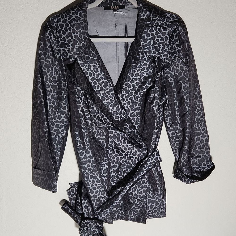 Alex Marie Jacket Womens Large Lepoard Gray Light Weight